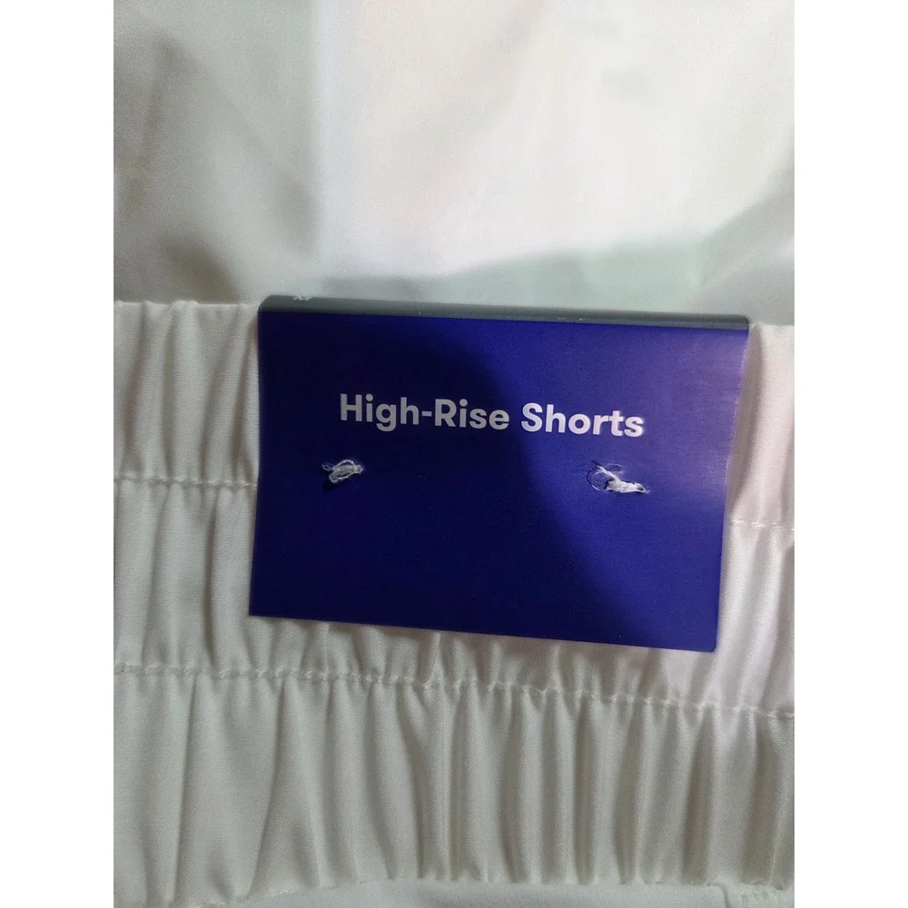 JoyLab Women White High-Rise Tiered Ruffle Athletic Shorts‎ Side Pockets Medium